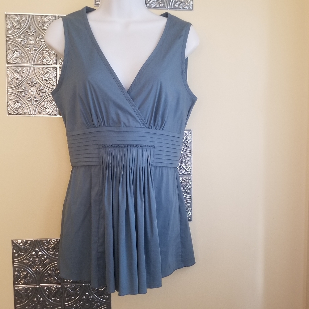 Bcbgmaxazria Pleated Sleeveless Top Exposed Zipper Size XS